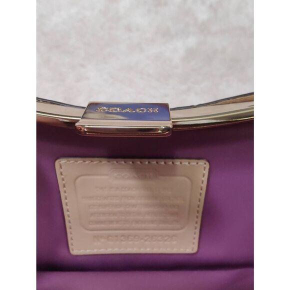 Coach metallic leather, tan, gold-toned clasp clutch, NWOT - Picture 5 of 6